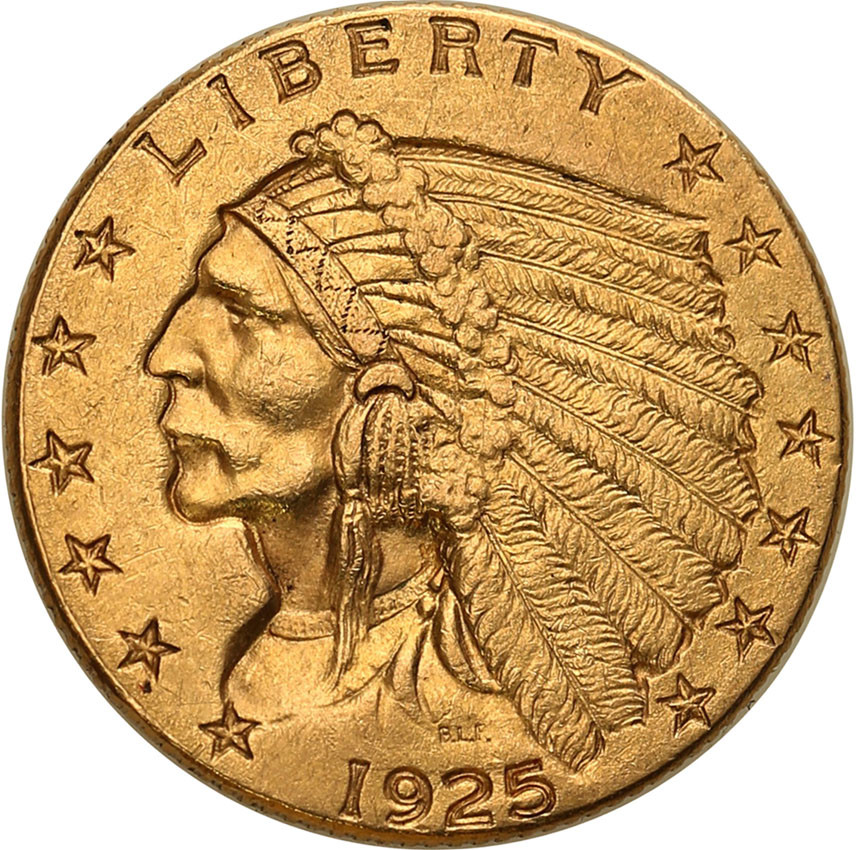 USA 2 1/2 dolara 1925 Indianin Philadelphia st.2-